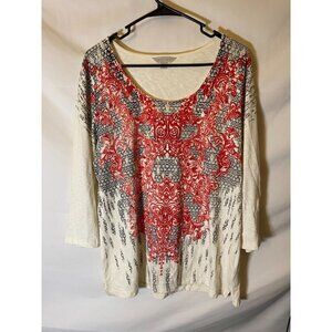 Laura Ashley Womens Size XL Top Shirt Blouse Tunic 3/4 Sleeve